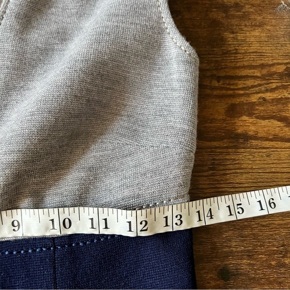 Luisa Spagnoli Grey Navy Sleeveless Pure Wool Dress Size 42 Italy Knee Length - Picture 3 of 11